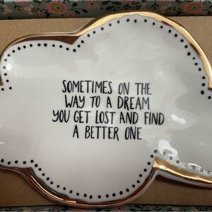 Jewelry Tray Cloud-Shaped Plate with Gold Trim